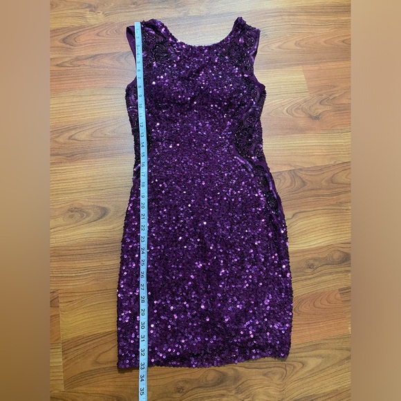 SCALA plum purple 100% silk full sequin backless mini dress formal event 48484 - Picture 16 of 16